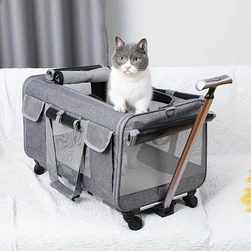 Valise à roulettes extra large pour animaux | Sac de transport pliable et détachable pour chien & chat