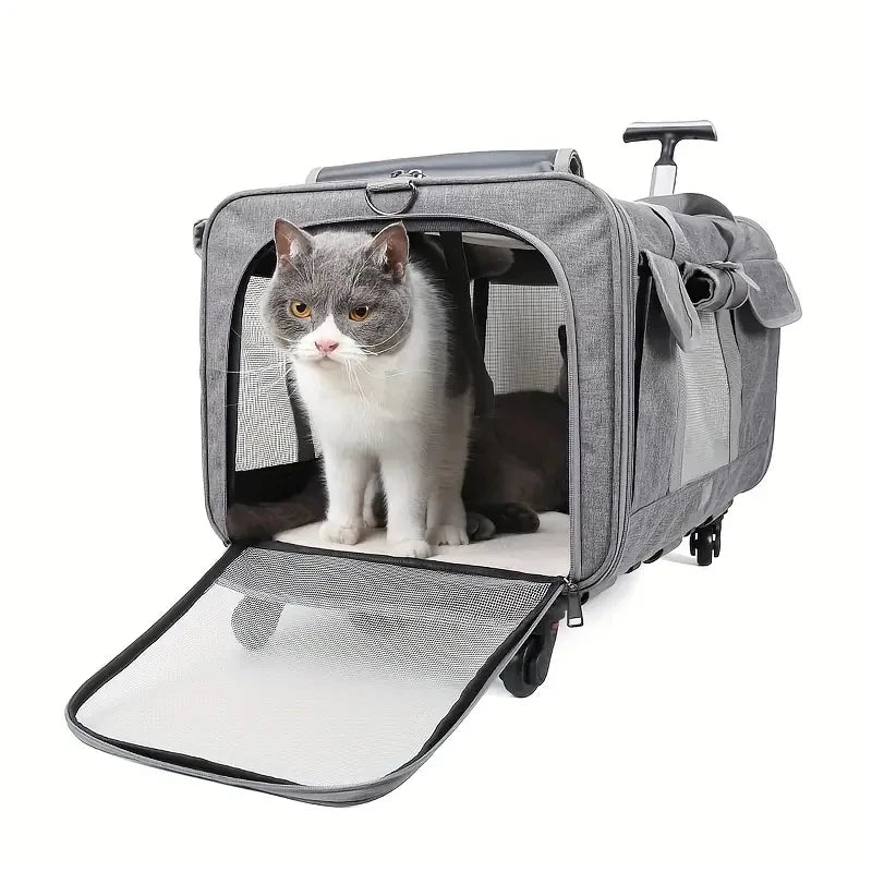 Valise à roulettes extra large pour animaux | Sac de transport pliable et détachable pour chien & chat