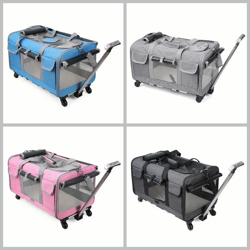 Valise à roulettes extra large pour animaux | Sac de transport pliable et détachable pour chien & chat