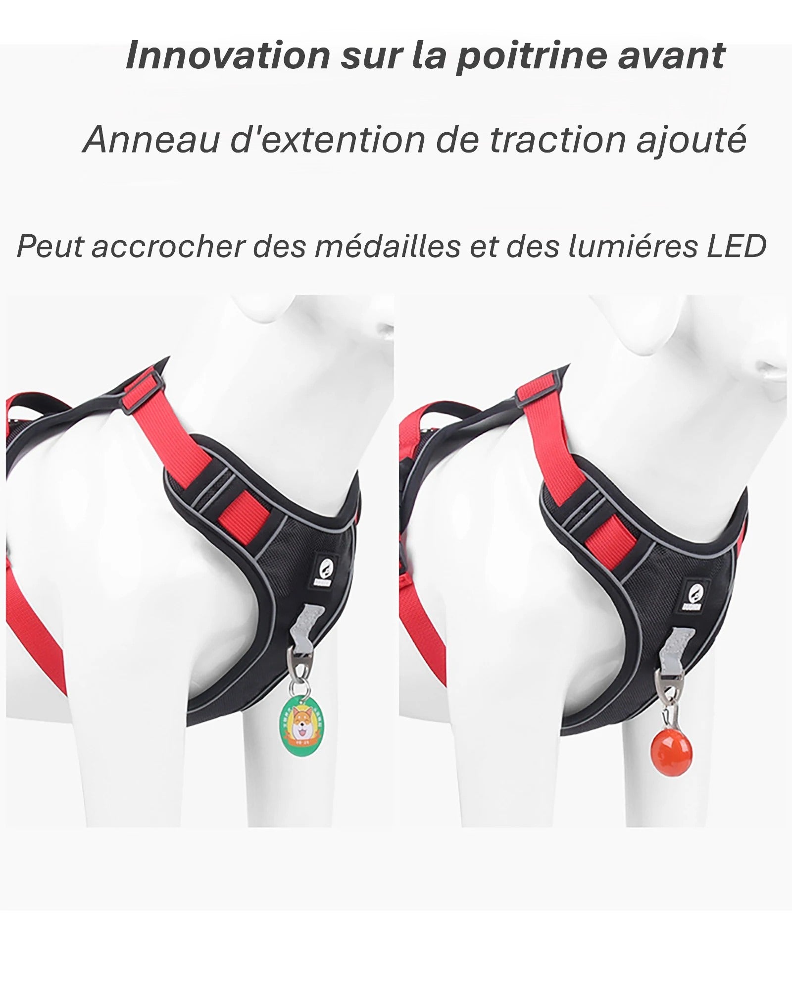 Harnais tactique réfléchissant pour grand chien – Gilet de sécurité imperméable anti traction