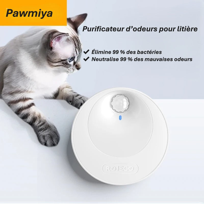 Désodorisant intelligent pour litière de chat – Purificateur automatique, rechargeable & Silencieux
