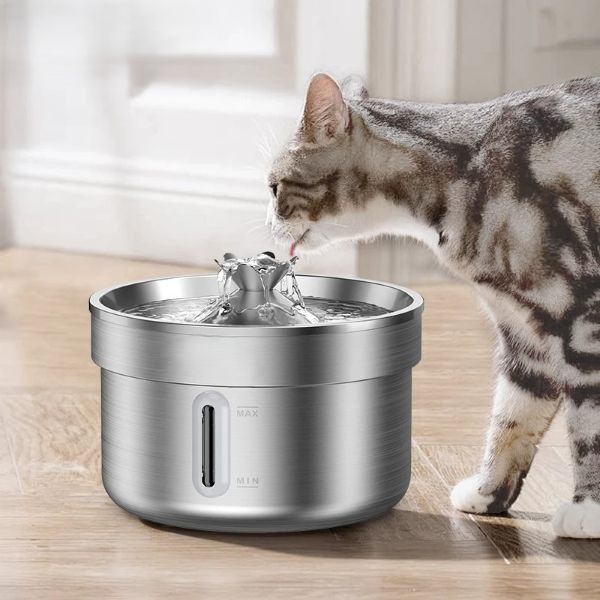 Fontaine à eau automatique en inox pour animaux | Design élégant & Hydratation intelligente