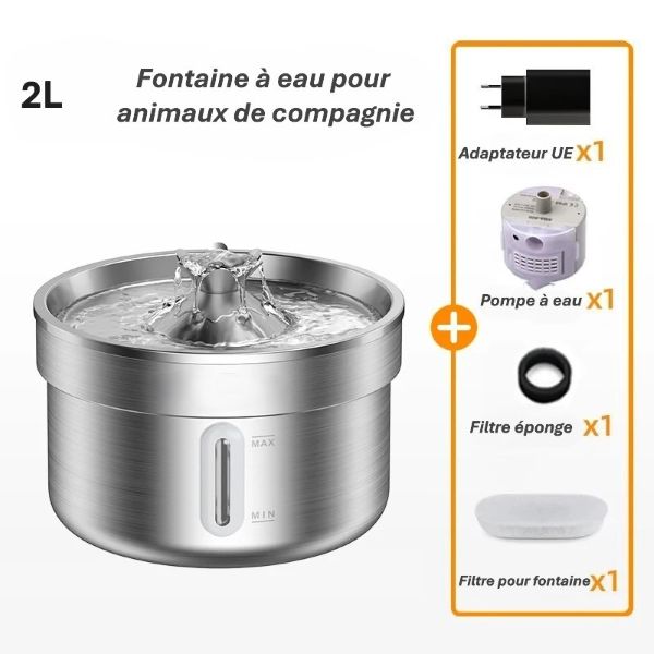 Fontaine à eau automatique en inox pour animaux | Design élégant & Hydratation intelligente
