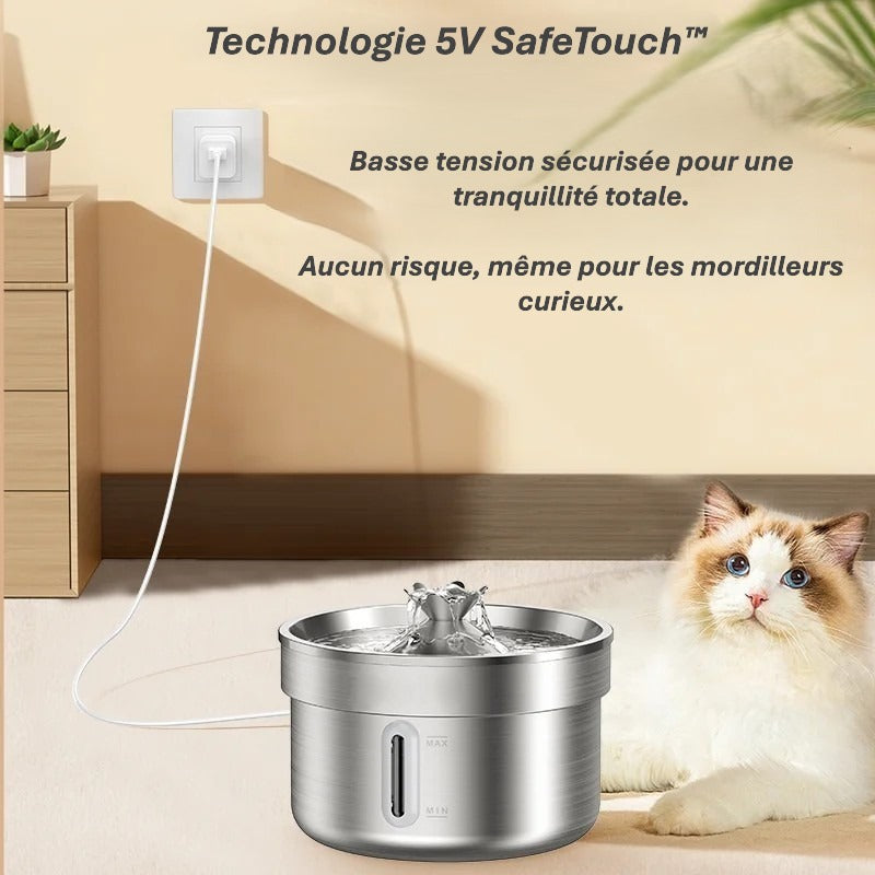 Fontaine à eau automatique en inox pour animaux | Design élégant & Hydratation intelligente