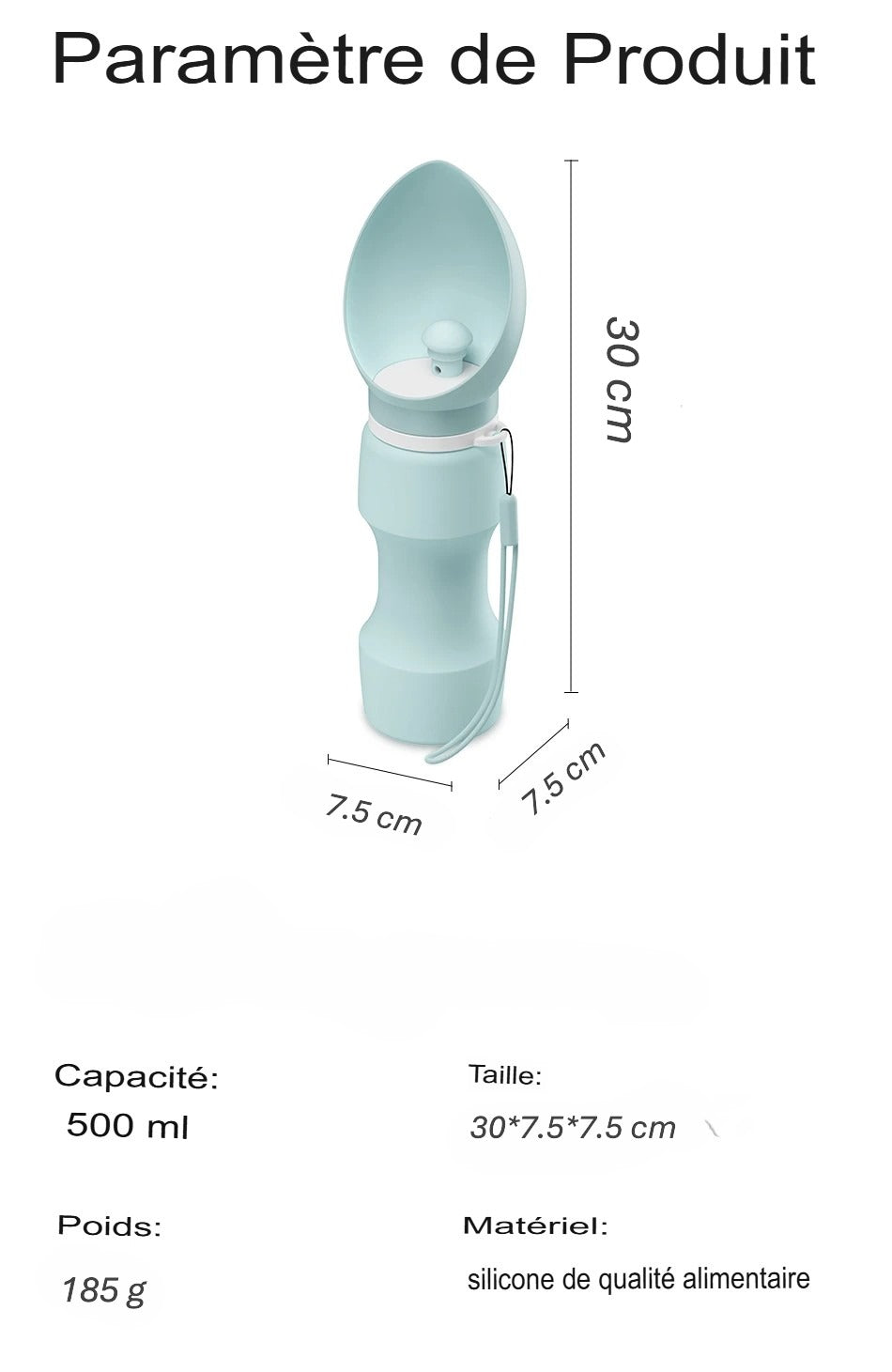 Bouteille d’eau pour animaux – Pliable, Étanche & Portable pour chien et chat en voyage