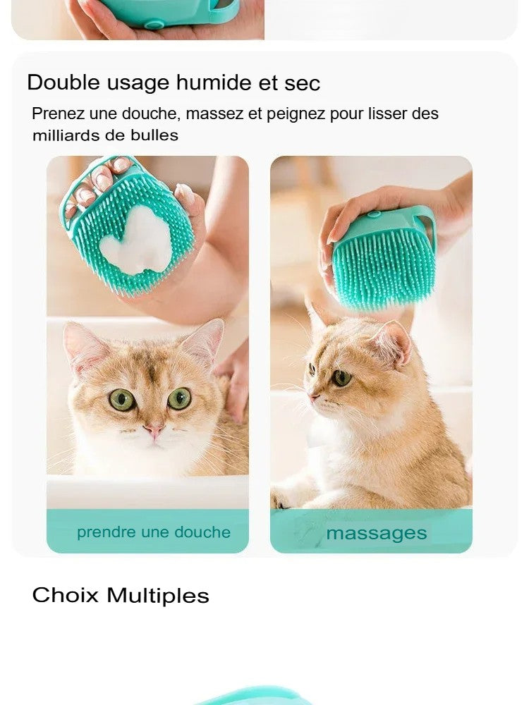 Brosse de bain douce en silicone pour animaux | Massage & Nettoyage efficace et doux