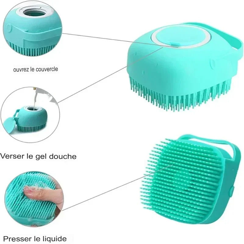 Brosse de bain douce en silicone pour animaux | Massage & Nettoyage efficace et doux