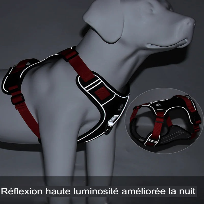 Harnais tactique réfléchissant pour grand chien – Gilet de sécurité imperméable anti traction