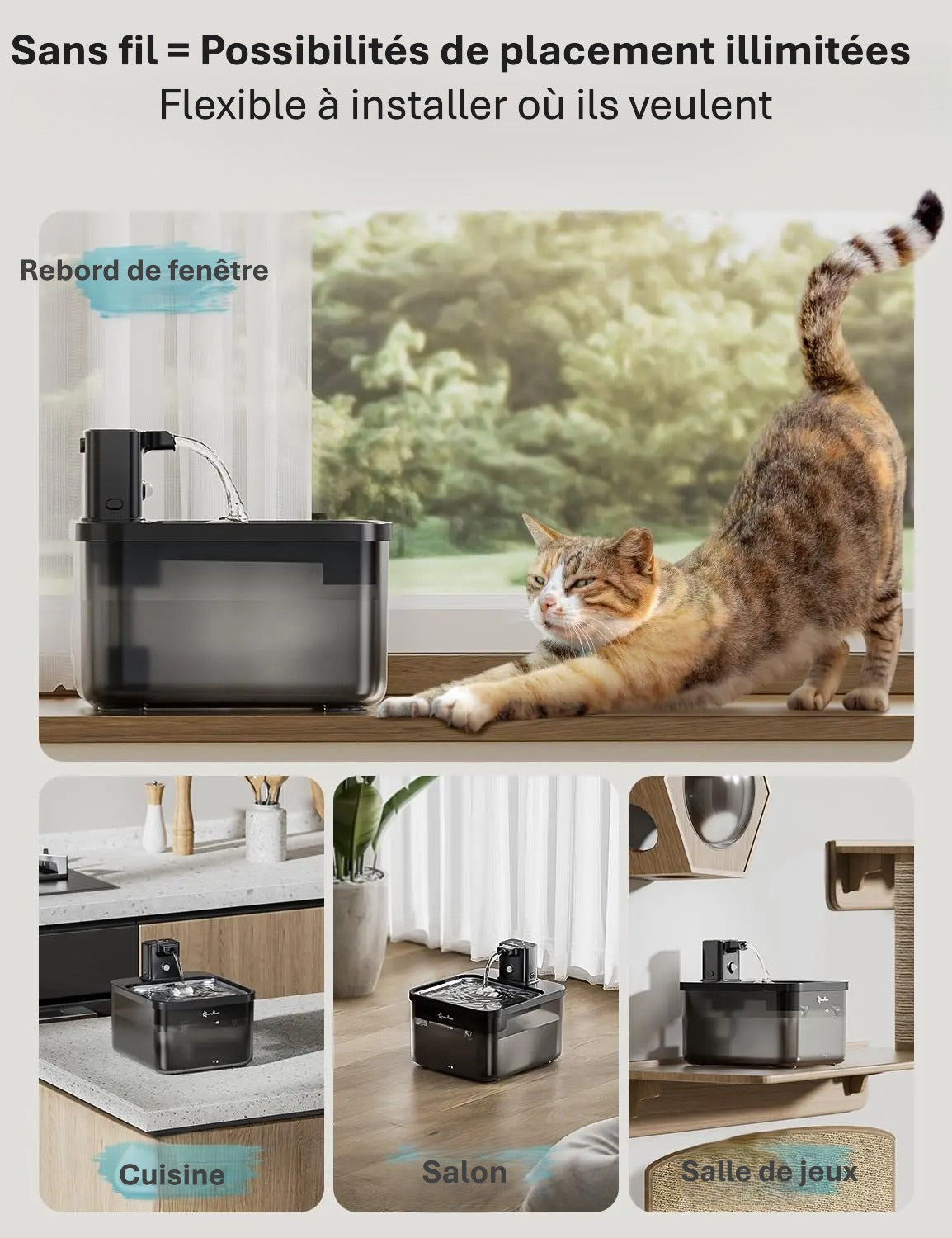 Fontaine à eau automatique en acier inoxydable pour chat |Eau pure et fraîche en Continu