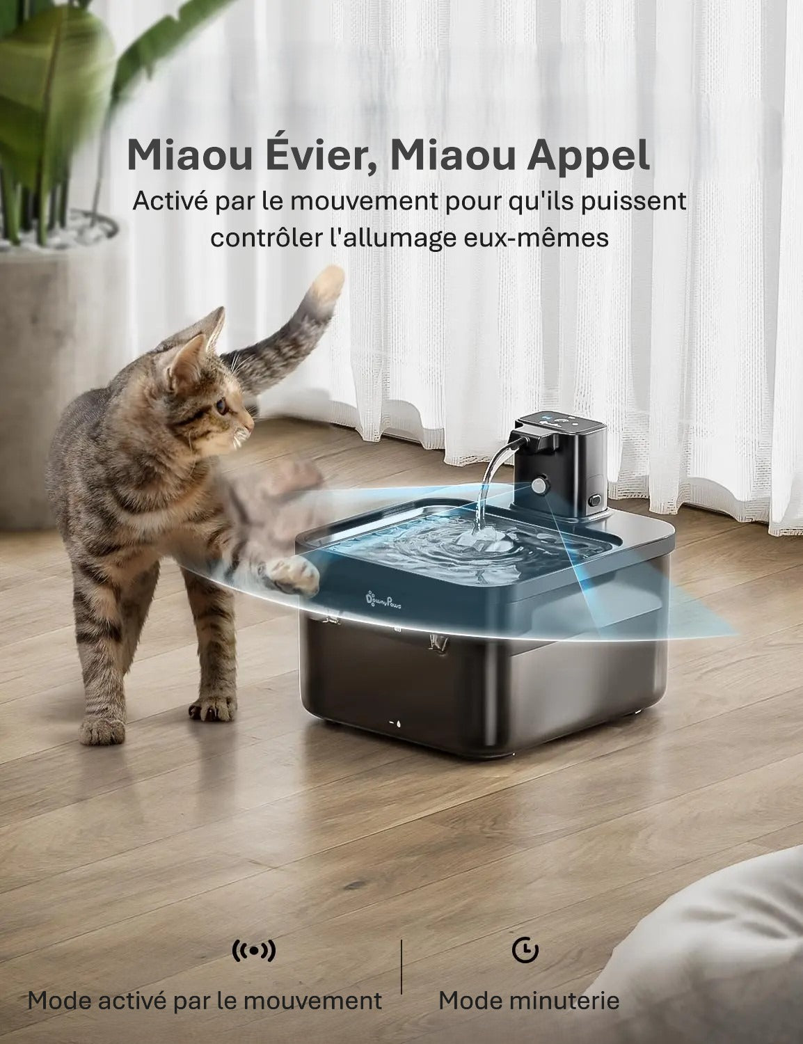 Fontaine à eau automatique en acier inoxydable pour chat |Eau pure et fraîche en Continu