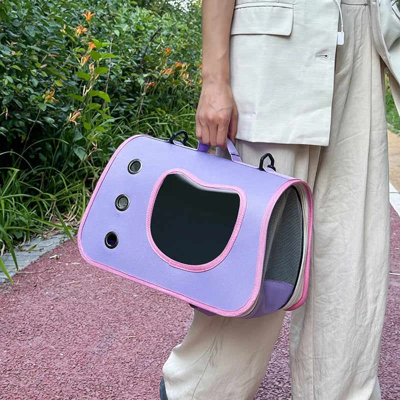 Sac de transport pliable pour chat & Petit chien | Bandoulière respirante & Design portable
