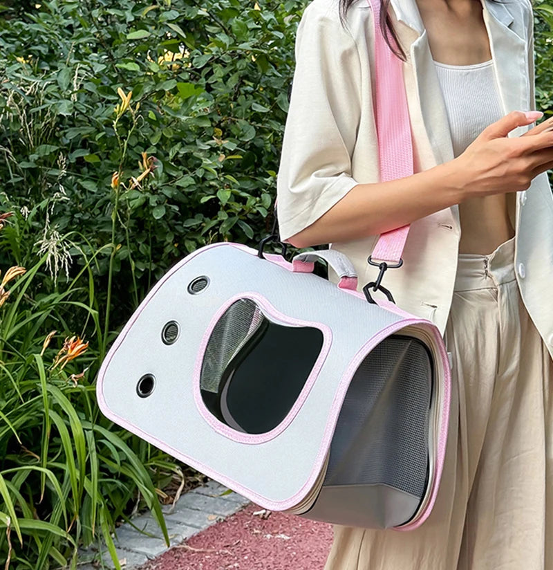 Sac de transport pliable pour chat & Petit chien | Bandoulière respirante & Design portable