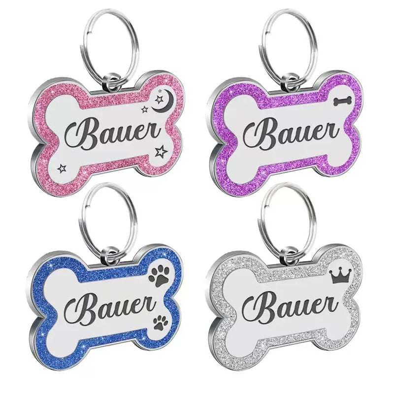 Médaille Pailletée Double Face Personnalisée pour Chien & Chat | Élégance & Sécurité